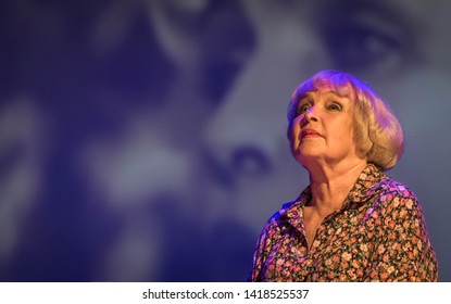 POLTAVA, UKRAINE - JUNE, 7 2019: Ukrainian-Soviet Actress Ada Rogovtseva During The Conduct Meridian Poltava Festival Of Poets At The City House Of Culture