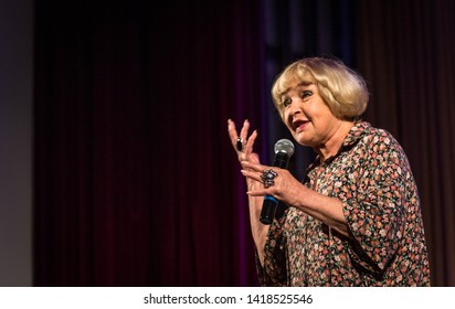 POLTAVA, UKRAINE - JUNE, 7 2019: Ukrainian-Soviet Actress Ada Rogovtseva During The Conduct Meridian Poltava Festival Of Poets At The City House Of Culture