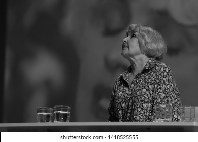 POLTAVA, UKRAINE - JUNE, 7 2019: Ukrainian-Soviet Actress Ada Rogovtseva During The Conduct Meridian Poltava Festival Of Poets At The City House Of Culture