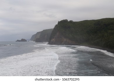 Polulu Black Sand Beach In North Kohala On The Big Island, Hawaii