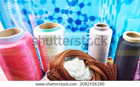 Polyamide yarn technical textile and nylon dipped cord fabric on exhibition