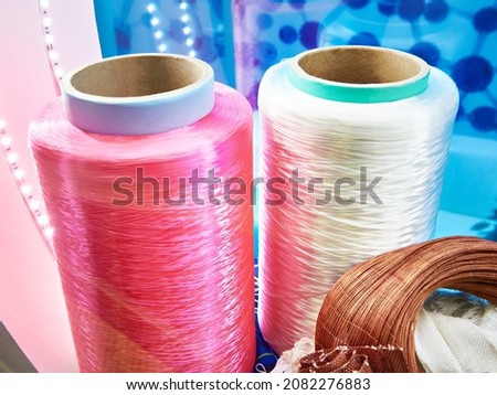Polyamide yarn technical textile and nylon dipped cord fabric on exhibition