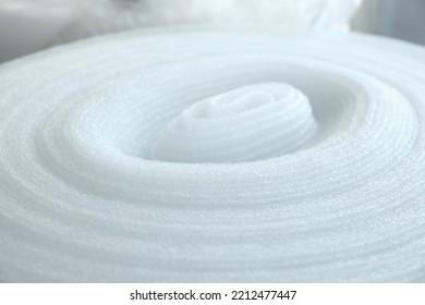 Polyethylene foam roll, closeup view. Packaging material