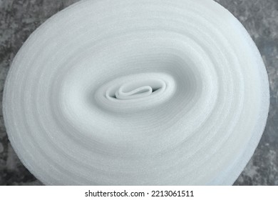 Polyethylene Foam Roll On Gray Background, Above View