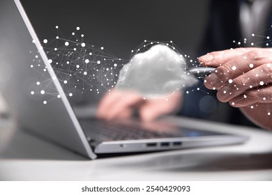 Polygonal wireframe cloud with connection
