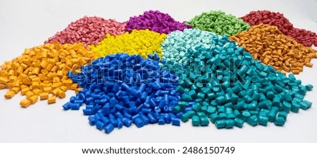 Polymer masterbatch granules isolated on a white background for industrial plastic product catalog banner design