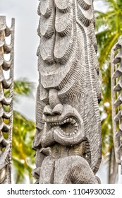 Polynesian God In Puuhonua O Honaunau National Historical Park