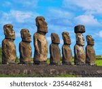 Polynesian sculptures. Moais in Rapa Nui 