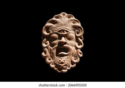 Polyphemus Greek Mask Odyssey One Eye On Black Background