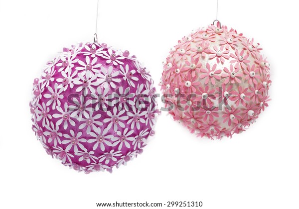 Polystyrene Balls Decorated Flowers On White Stock Image