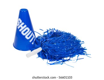 Pom pom and megaphone used for cheering on the team of choice - path included