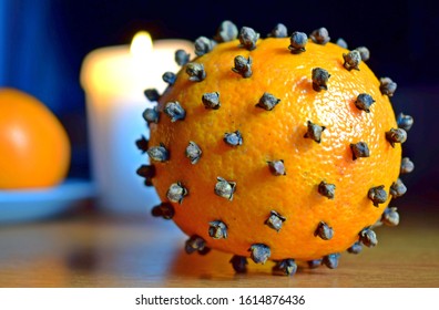 Pomander Lies On A Wooden Surface