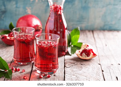 Pomegranate Drink With Sparkling Water Fall Cold Beverage