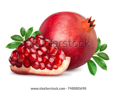 Pomegranate fruit with slice isolated on white background. Clipping path included. Imagine de stoc © 