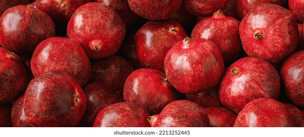 Pomegranate Garnet Fruit At A Pile On A Market