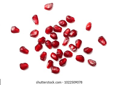 pomegranate seeds isolated on white background. top view. pomegranate berries. - Powered by Shutterstock