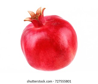 pomegranate with slice and leaf isolated white background
