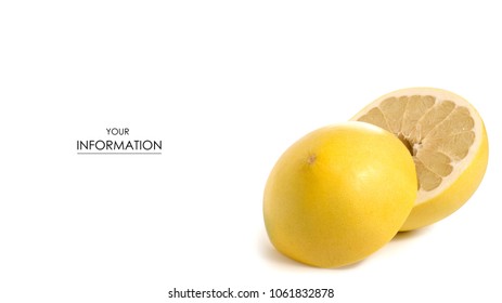 Pomelo fresh fruit pattern on white background isolation