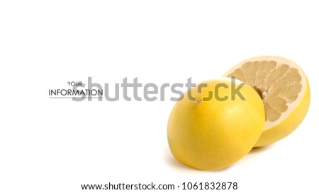 Pomelo fresh fruit pattern on white background isolation