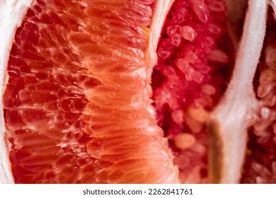 Pomelo on a white background.Advertising pomelo.Grapefruit.Pomelo pink. Fruit isolated.Cut pomelo on white background.macro shot.Grapefruit macro shot.Juice drops on the fruit. fruit macro shot - Shutterstock ID 2262841761