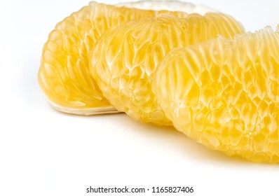 Pomelo Pulp Without Seeds Isolated On White Background. Thailand Pomelo Fruit. Natural Source Of Vitamin C And Potassium. Healthy Food For Slow Down Aging. Food Drug Interactions. Citrus Fruit. 