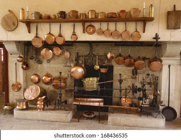 POMMARD, FRANCE -OCTOBER 6:The Ancient Kitchen at Chateau de Pommard winery on October 6, 2013. Chateau de Pommard is a 18th century castle famous for winery with 20 hectares vineyard and art gallery 