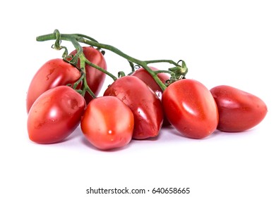 Pomodorini Datterini (Cherry tomatoes) isolated on white background.