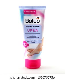 Pomorie, Bulgaria - December 11, 2019: Balea Foot Cream Urea, 100 Ml Isolated On White Background.