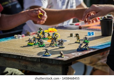 Gdańsk, Pomorskie / Poland - July 20th 2019: 3City Beach Bowl Cup, master tournament in Blood Bowl tabletop game