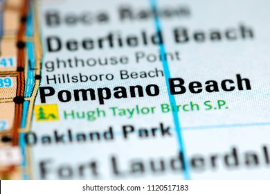 Pompano Beach. Florida. USA On A Map