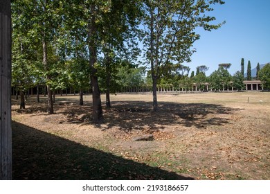 Pompeii, Italy - August 14, 2020: Pompeii Archeological Excavations. Roman City Remains And Ruins. Heritage Of Mediterranean Culture. Italian Unesco Site