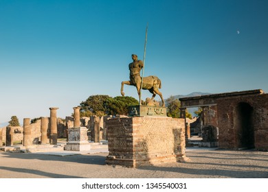 Pompeii, Italy. Centaur Statue Near Temple Of Jupiter Or Capitolium Or Temple Of Capitoline Triad.