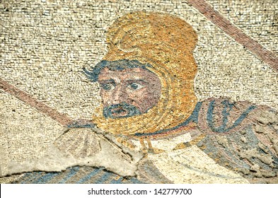 POMPEII, ITALY - MAY 26:  Ancient roman mosaic of the Persian King Darius in the battle of Issus : May  26, 2013 in Pompeii, Italy