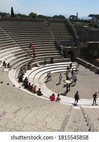 Pompeii, Naples  Italy - June 12, 2017: Large Theater (audience Seating Area), Pompeii, Italy 