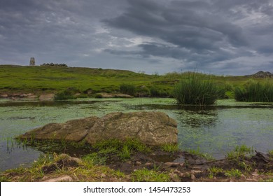 Pond On The Summit Of Traprain Law, East Lothian, Scotland.