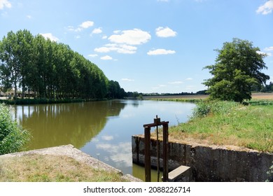  Pond in the Regional Natural Park of the Perche near Nogent-Le-Rotrou city	                              