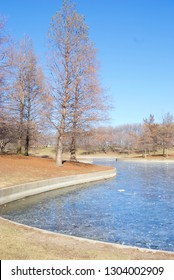 Pond In St. Louis Arch Park During Winter