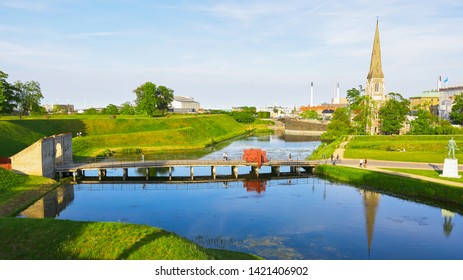 The Pond And St.Albans Church In The Churchill Park, Copenhagen 