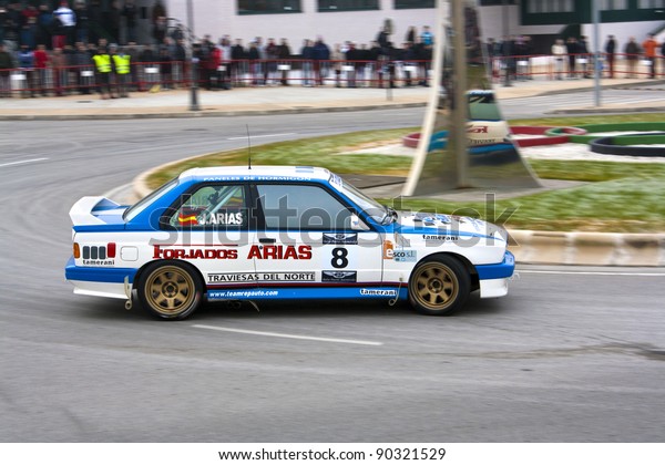 PONFERRADA, SPAIN - DECEMBER 19 : Spanish driver\
Javier Arias whit BMW M3 e30, races in Race of Champions, on\
December 19, 2010 in Ponferrada,\
Spain