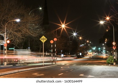 Ponsonby Road At Night Star Light Lamp Posts Perspective