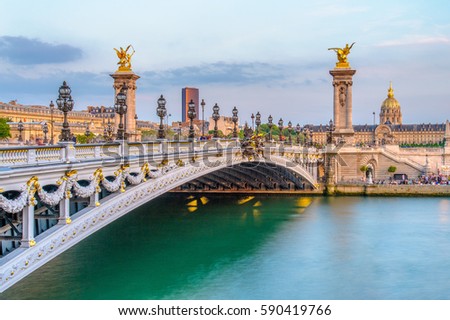 Pont Alexandre III, Alexander 3 Bridge, in Paris, France