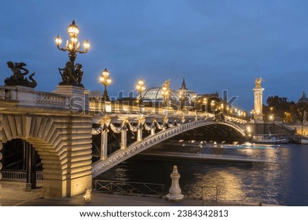 Pont Alexandre III illuminated in the late afternoon. Paris, France.