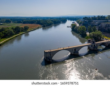 Pont Saint-Bénézet Bridge On Rhone River In Avignon City, France