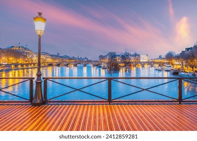 Pont des Arts bridge in Paris France and the River Seine at sunrise - Powered by Shutterstock