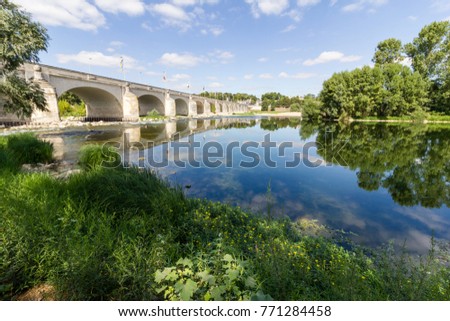 Pont Wilson. Historic bridge over river Loira in Tours, France 