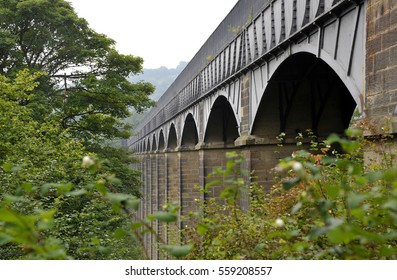 The Pontcysyllte aqueduct which carries the Llangollen canal over the River Dee valley in North East Wales, UK.
