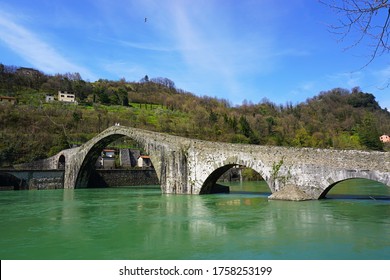
Ponte della Maddalena, a pedestrian stone bridge across Serchio river, dating from 1100 AD and used by pilgrims in the Middle Ages