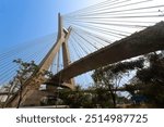 Ponte Estaiada-The Octavio Frias de Oliveira bridge is a cable-stayed bridge in Sao Paulo, Brazil over the Pinheiros River, opened in May 2008.