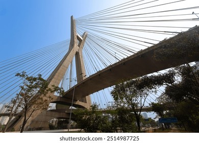 Ponte Estaiada-The Octavio Frias de Oliveira bridge is a cable-stayed bridge in Sao Paulo, Brazil over the Pinheiros River, opened in May 2008. - Powered by Shutterstock