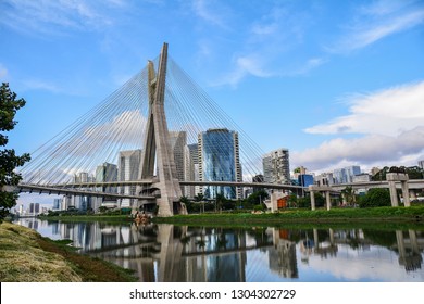 Ponte Octavio Frias de Oliveira, famous cable stayed (Ponte Estaiada) bridge at Sao Paulo, Brazil